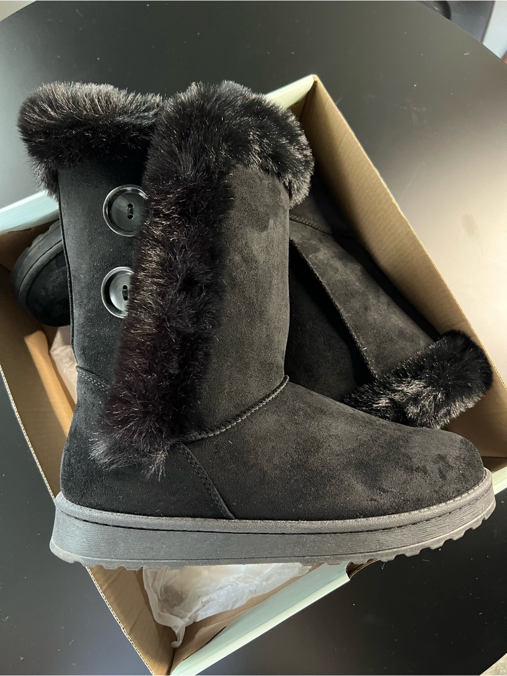 Abigail black fur Boots - size 10